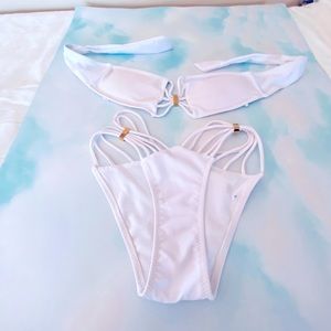 Sexy White Bandeau Strappy Bikini,boutique style.  Sz. Small